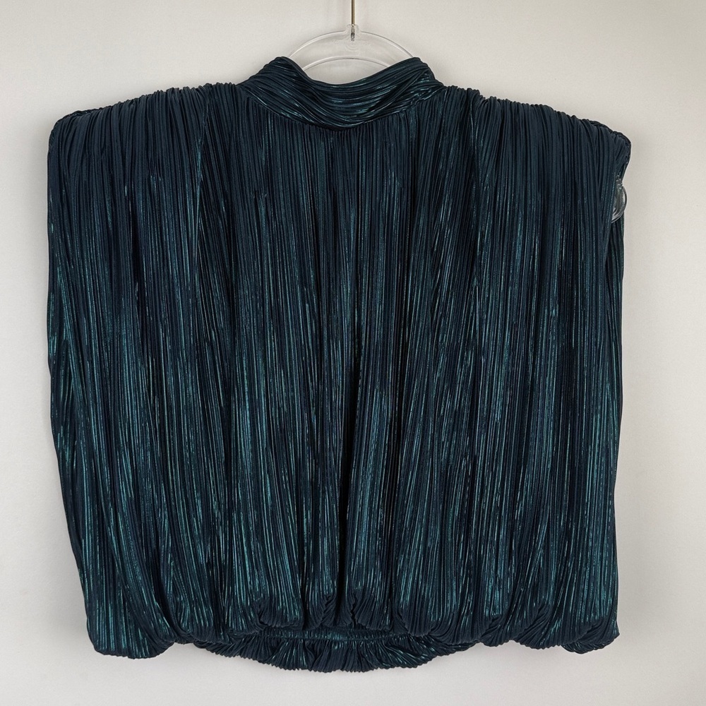 Sabina Musayev Spark Pleated Sleeveless Top in Dark Ocean Blue Size Medium NWT - Picture 4 of 13